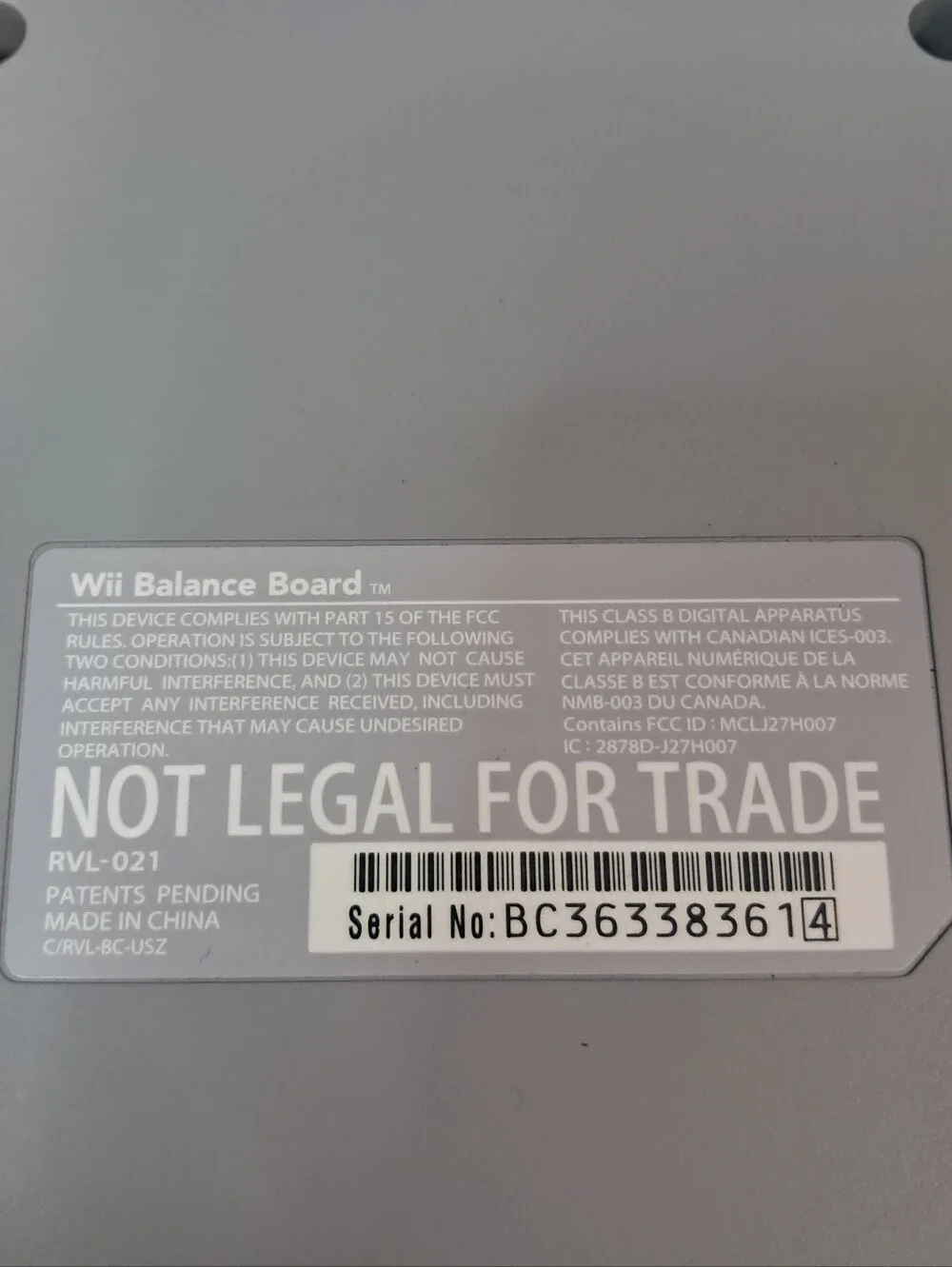 Wii Fit Balance Board Nintendo RVL-021 Board Only
